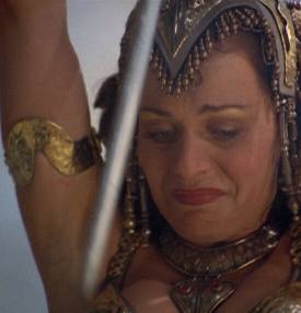 Athena is about to kill xena